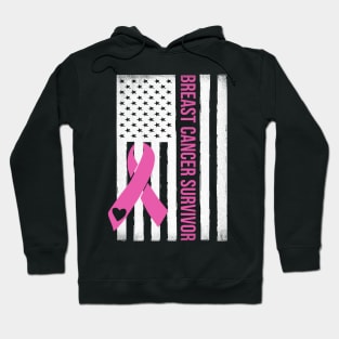 Breast Cancer Survivor USA Flag Breast Cancer Awareness Month Hoodie